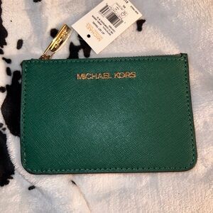 ❤️Final price❤️NWT Michael Kors Green leather card Holder